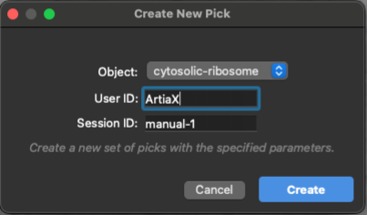 Create New Pick dialog