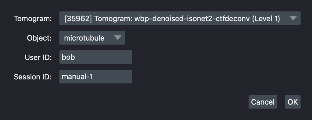 New filament trace dialog